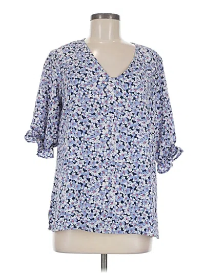 Pre-owned Well Worn 3/4 Sleeve Blouse In Blue