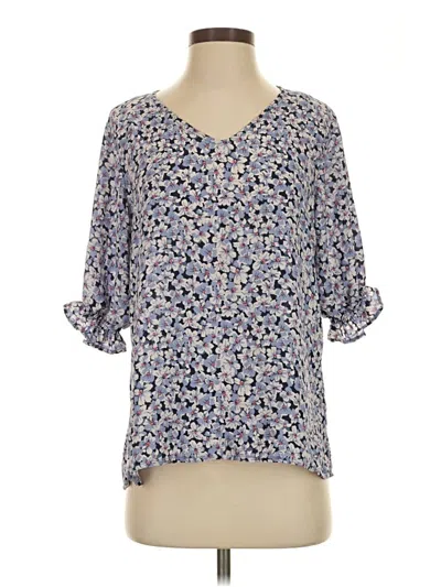 Pre-owned Well Worn 3/4 Sleeve Blouse In Blue