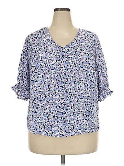 Pre-owned Well Worn 3/4 Sleeve Blouse In Blue