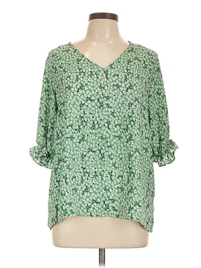 Pre-owned Well Worn 3/4 Sleeve Blouse In Green