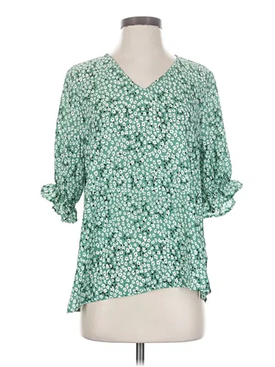 Pre-owned Well Worn 3/4 Sleeve Blouse In Green