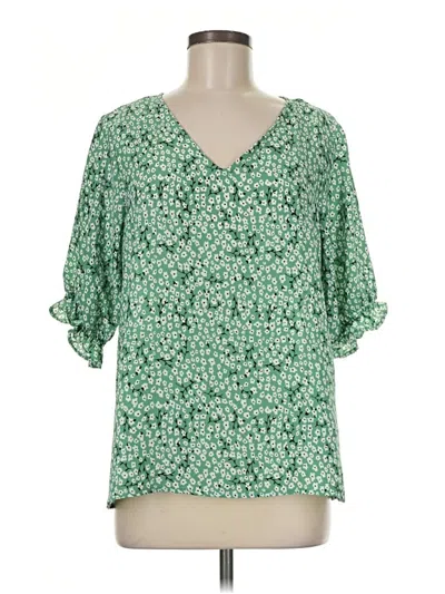 Pre-owned Well Worn 3/4 Sleeve Blouse In Green