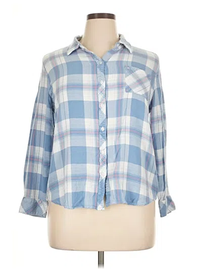 Pre-owned Well Worn 3/4 Sleeve Button Down Shirt In Blue