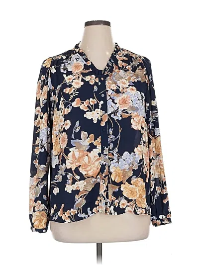 Pre-owned Well Worn Long Sleeve Blouse In Blue