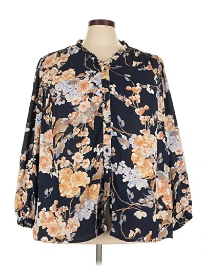 Pre-owned Well Worn Long Sleeve Blouse In Blue