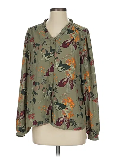 Pre-owned Well Worn Long Sleeve Blouse In Green