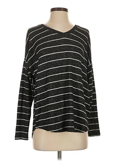 Pre-owned Well Worn Long Sleeve Top Black V Neck Tops