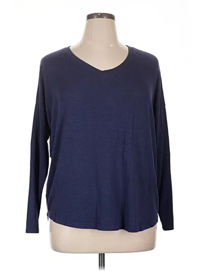 Pre-owned Well Worn Long Sleeve Top Blue V-neck Tops