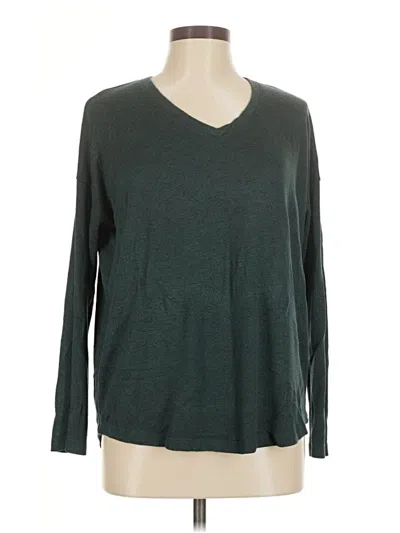 Pre-owned Well Worn Long Sleeve Top Green V-neck Tops