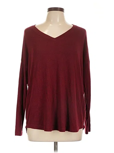 Pre-owned Well Worn Long Sleeve T-shirt In Burgundy