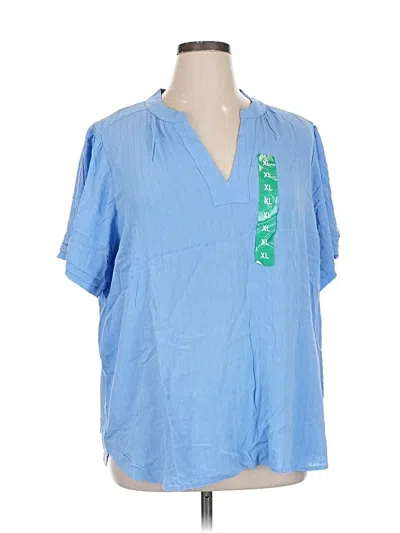 Pre-owned Well Worn Short Sleeve Blouse In Blue
