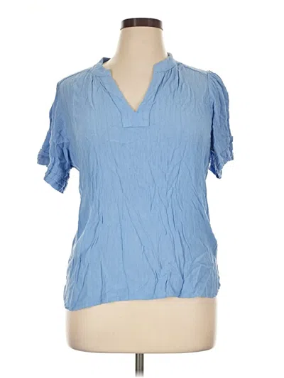 Pre-owned Well Worn Short Sleeve Blouse In Blue