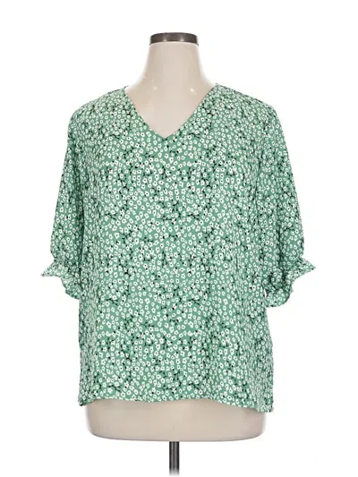 Pre-owned Well Worn Short Sleeve Blouse In Green