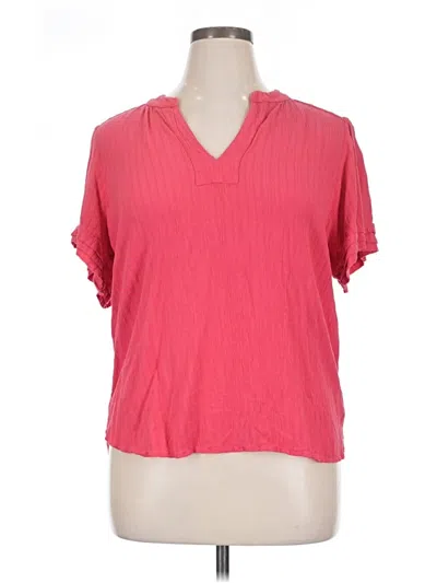Pre-owned Well Worn Short Sleeve Top Pink V-neck Tops