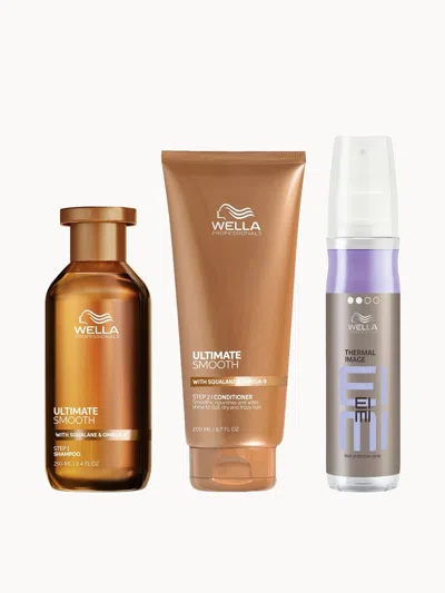Wella Professionals Care Ultimate Smooth Shampoo, Conditioner And Eimi Thermal Image Heat Protection Spray