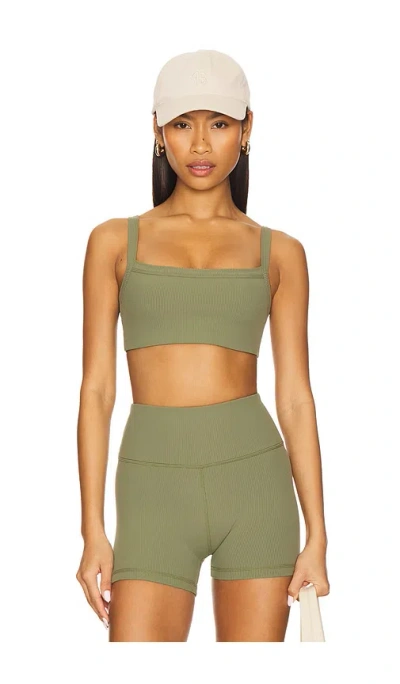 Wellbeing + Beingwell Addison Micro Rib Sports Bra In Clover Green