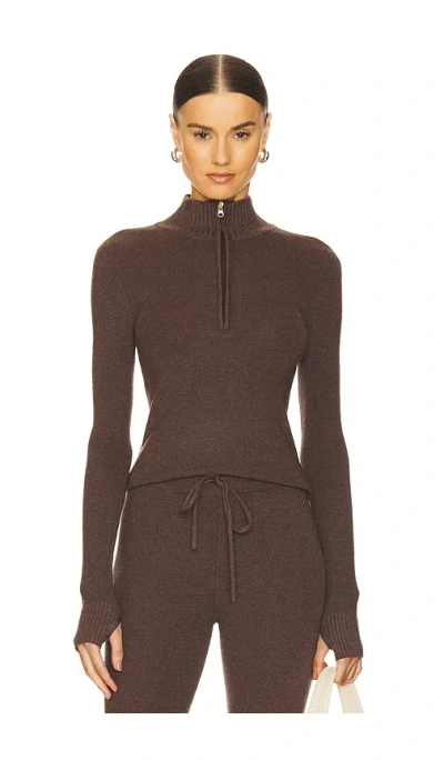 Wellbeing + Beingwell Chalet Half Zip Pullover In Brown