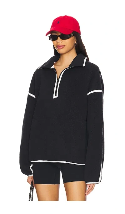 Wellbeing + Beingwell Morena Fleece Half Zip In Black & White
