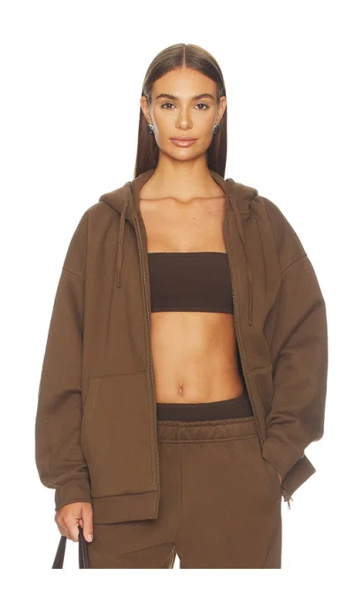 Wellbeing + Beingwell Murphy Oversized Full Zip Hoodie In Chocolate