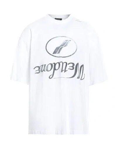 Welldone Man T-shirt White Size M Cotton, Polyurethane