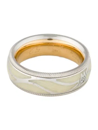 Pre-owned Wellendorff 18k Enamel & Diamond Angel's Sheen Spinner Ring In White
