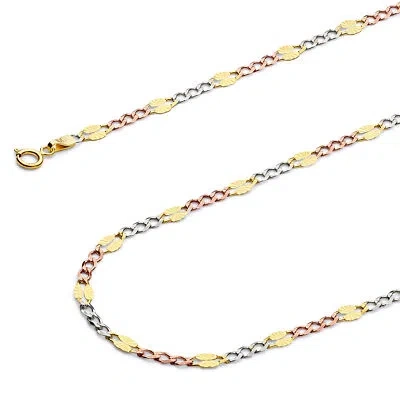 Pre-owned Wellingsale 14k Tri Color Gold Solid 3.5mm Figaro 3+1 Chain Necklace