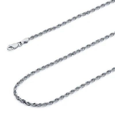 Pre-owned Wellingsale 14k White Gold Solid 2.5mm Solid Rope Chain Necklace