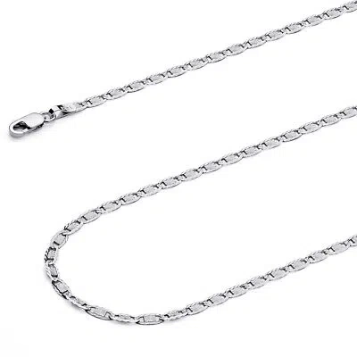 Pre-owned Wellingsale 14k White Gold Solid 2.5mm Valentino Star Chain Necklace