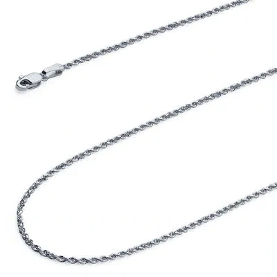 Pre-owned Wellingsale 14k White Gold Solid 2mm Solid Rope Chain Necklace