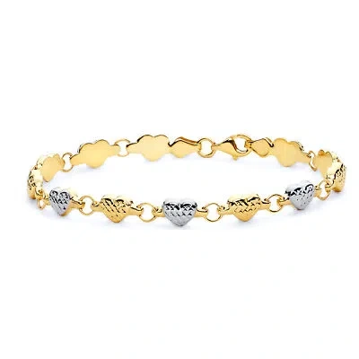Pre-owned Wellingsale 14k White / Yellow Gold Bracelet - 7.25"