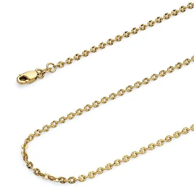 Pre-owned Wellingsale 14k Yellow Gold 2mm Hollow Sunny Chain Necklace
