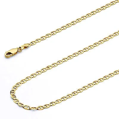 Pre-owned Wellingsale 14k Yellow Gold 3.5mm Hollow Mariner Chain Necklace