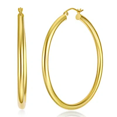 Pre-owned Wellingsale 14k Yellow Gold 3mm Classic Hoop Earrings (45mm Diameter)