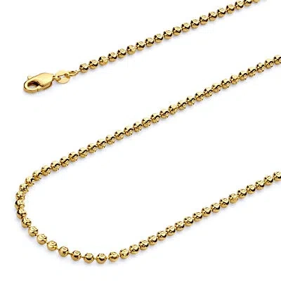 Pre-owned Wellingsale 14k Yellow Gold Solid 1.5mm Moon Cut Ball Chain Necklace