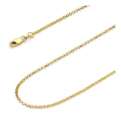 Pre-owned Wellingsale 14k Yellow Gold Solid 1.6mm Classic Rolo Chain Necklace