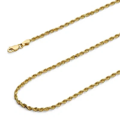 Pre-owned Wellingsale 14k Yellow Gold Solid 2.5mm Solid Rope Chain Necklace