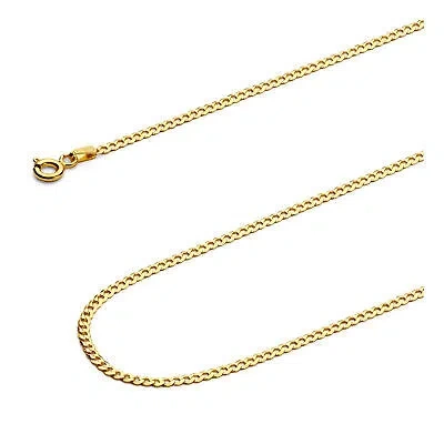 Pre-owned Wellingsale 14k Yellow Gold Solid 2mm Cuban Curb Chain Necklace