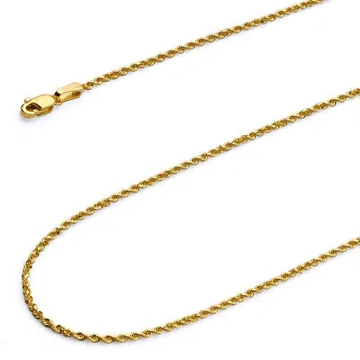 Pre-owned Wellingsale 14k Yellow Gold Solid 2mm Solid Rope Chain Necklace