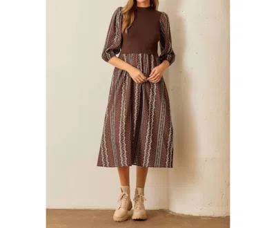 Wellmade Tiffany Dress In Brown/ Ivory