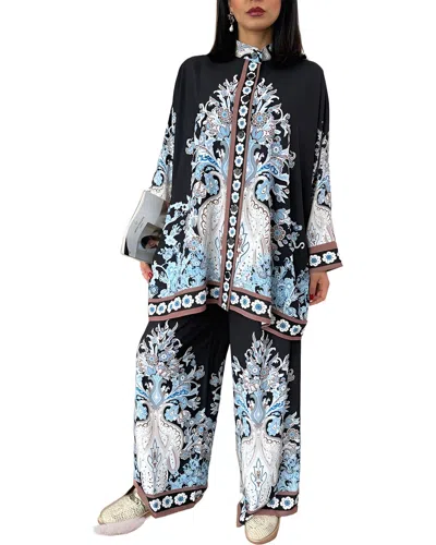 Wellway 2pc Blouse & Pant Set In Multi