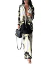 Wellway 2pc Blouse & Pant Set In Multi