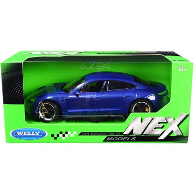 Welly 1-24 Scale Turbo S Nex Porsche Taycan Diecast Model Car, Metallic Blue