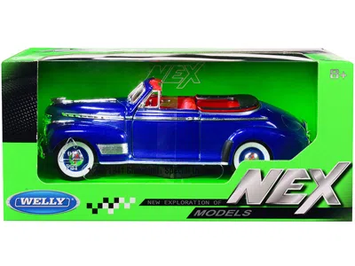 WELLY 1941 CHEVROLET SPECIAL DELUXE CONVERTIBLE BLUE METALLIC WITH RED INTERIOR "NEX MODELS" 1/24 DIECAST 
