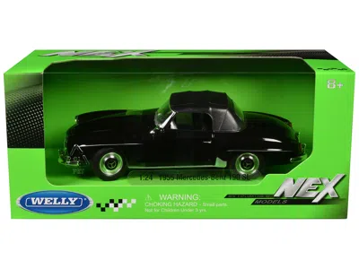 Welly 1955 Mercedes-benz 190 Sl (closed Roof) Black "nex Models" Series 1/24 Diecast Model Car By