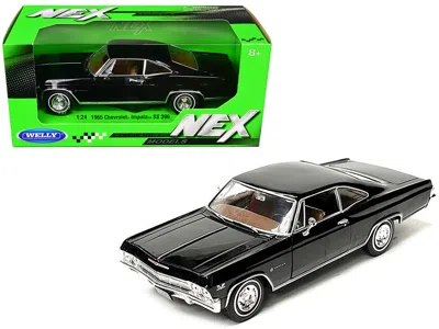 WELLY 1965 CHEVROLET IMPALA SS 396 BLACK WITH BROWN INTERIOR "NEX MODELS" 1/24 DIECAST MODEL CAR BY WELLY