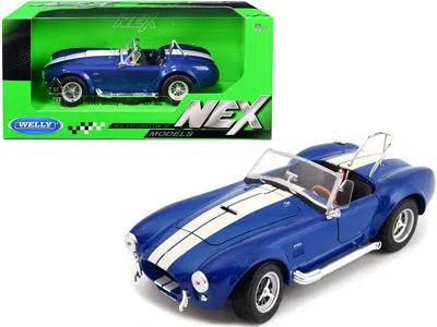 Welly 1965 Shelby Cobra 427 S/c Blue Metallic With White Stripes 1/24 Diecast Model Car By