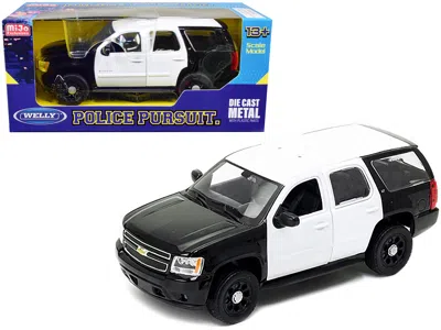Welly 2008 Chevrolet Tahoe Unmarked Police Car Black And White 1/24 Diecast Model Car By