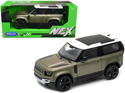 WELLY 2020 LAND ROVER DEFENDER GREEN METALLIC WITH WHITE TOP "NEX MODELS" 1/26 DIECAST MODEL CAR BY WELLY