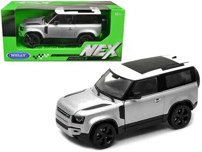 Welly 2020 Land Rover Defender Silver Metallic With White Top "nex Models" 1/26 Diecast Model Car By