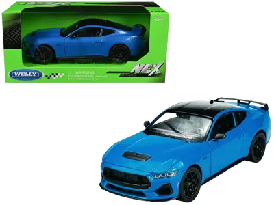 Welly 2024 Ford Mustang Gt 5.0 Blue With Black Top "nex Models" Series 1/25 Diecast Model Car By